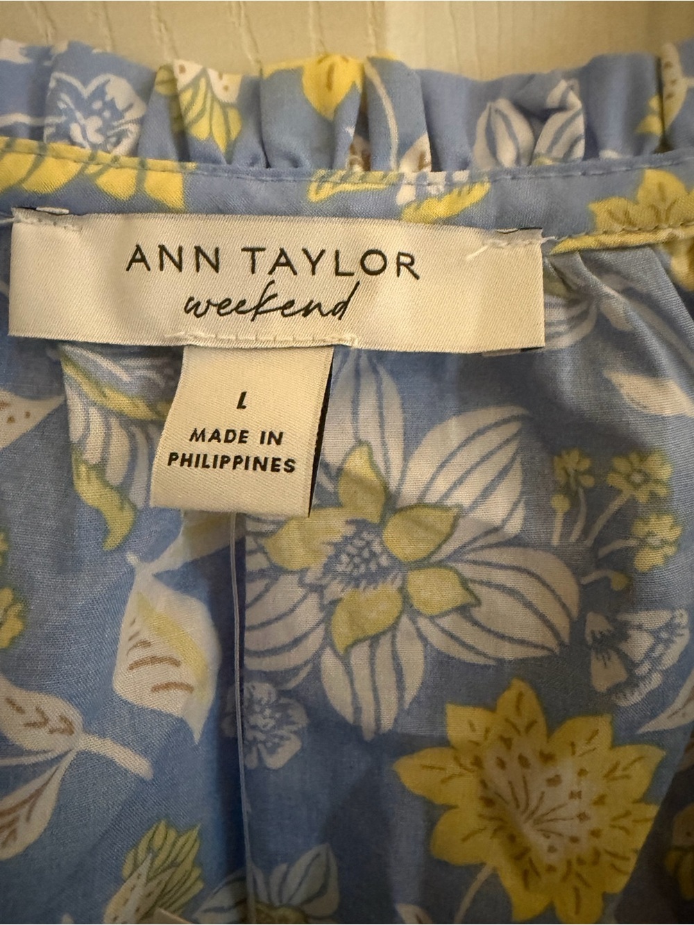Ann Taylor Blue Floral Ruffle Peplum Blouse - Picture 7 of 10